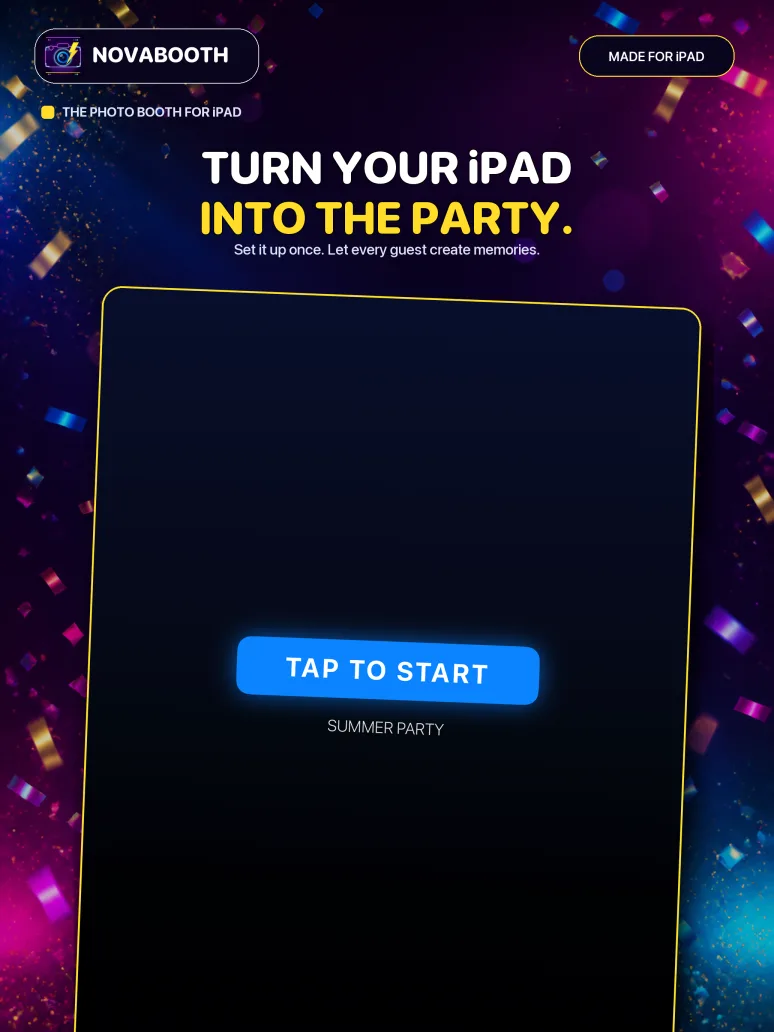 NovaBooth home screen